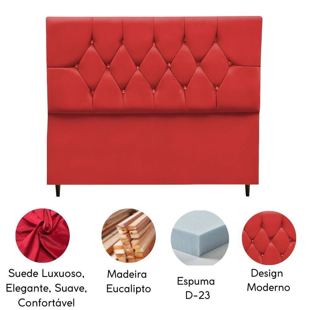 Cabeceira Solteiro Cama Box Estofada 90 Cm Suede Marrocos Cor:vermelho - 4