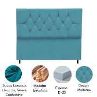 Cabeceira Cama Box Estofada Solteiro 90 Cm Suede Bruna Cor:azul Turquesa