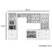 Cozinha Completa Americana 5 Peças (2 Armários + 2 Paneleiros + 1 Balcão) C5P55 Branco - Henn - 5
