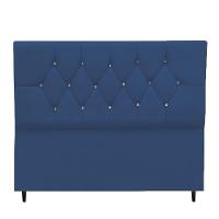 Cabeceira Cama Box Estofada Queen 160 Cm Geovana Suede Cor:azul Marinho - 1