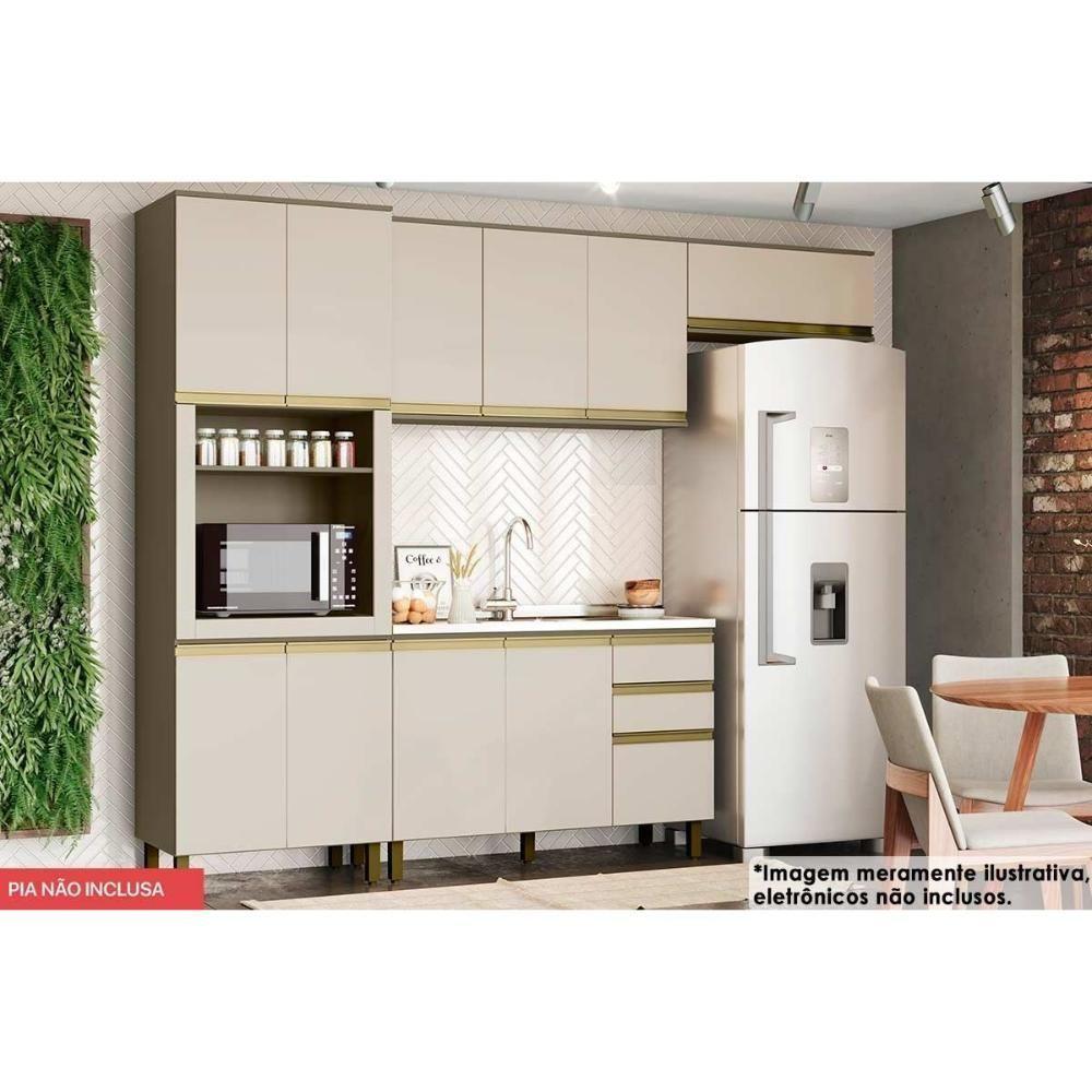 Cozinha 4 Peças (2 Armários + 1 Paneleiro + 1 Balcão) C6p12 Duna-cristal - 2