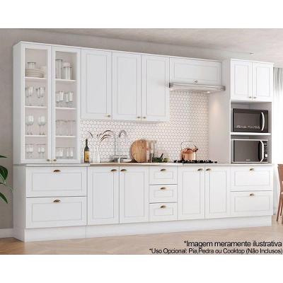 Cozinha Completa Americana 7 Peças C5p66 11 Portas 4 Gavetas 221cm Branco