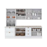 Cozinha Completa Americana 7 Peças (2 Armários + 1 Paneleiro + 2 Balcões + 2 Complementos) C5P44 Branco - Henn - 5