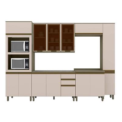 Cozinha Completa Connect 7 Módulos 10 Portas 2 Gavetas MDF 120cm Amadeirado