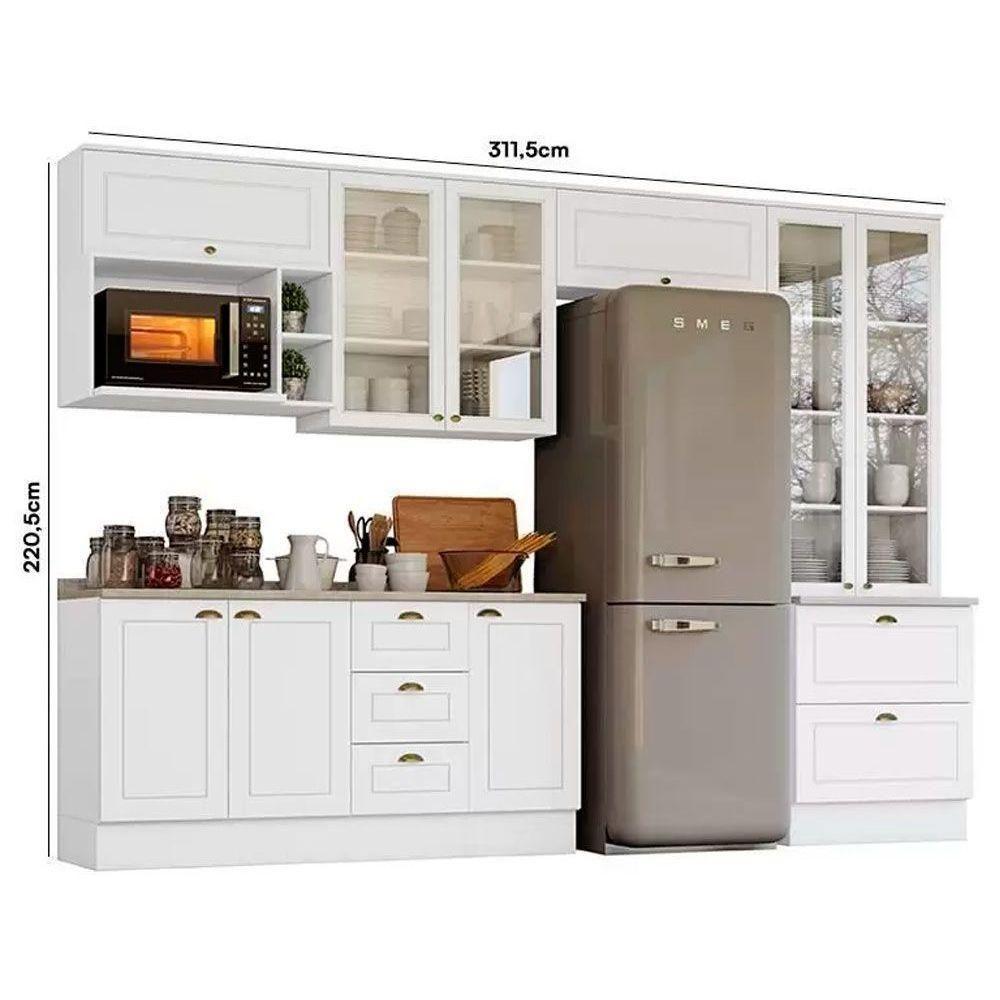 Cozinha Completa Americana 9 Peças (4 Aéreos + 1 Paneleiro + 2 Balcões + 2 Complementos ) C5P27 Branco - Henn - 7