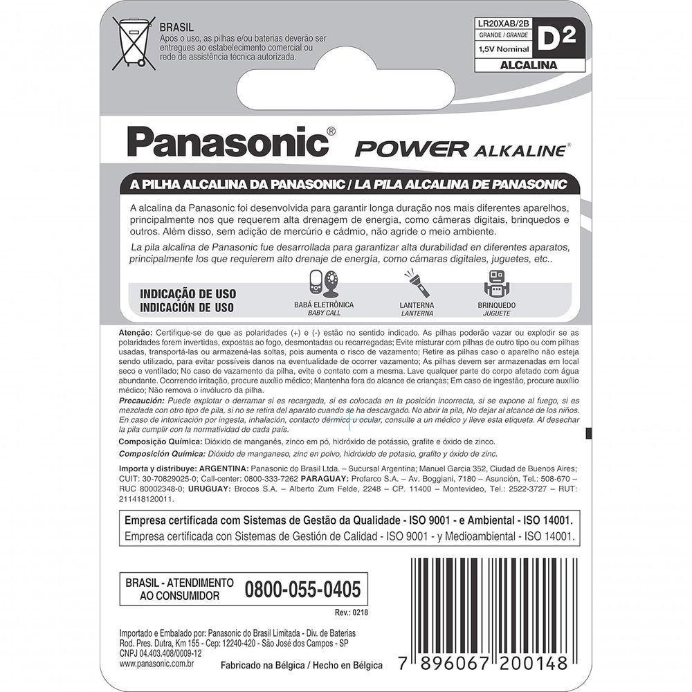Pilha Alcalina Grande D Com 2 Lr20xab/2b - 2