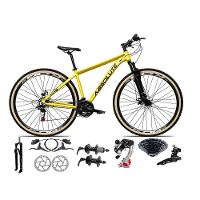 Bicicleta Aro 29 Absolute Nero 5 Câmbios Shimano 24v K7 Freios Hidráulicos Garfo Trava Com Pneu Faixa - Amarelo 19 - 1
