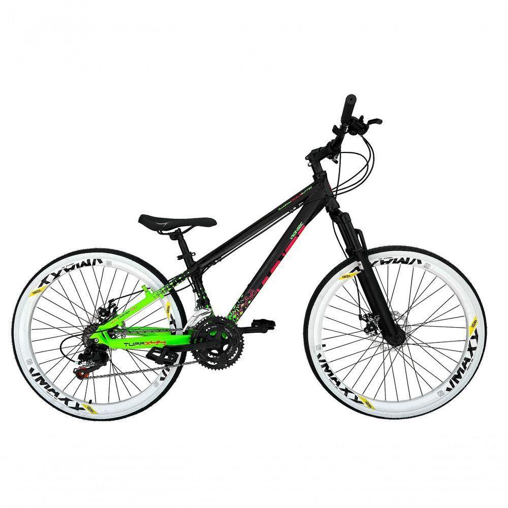 Bicicleta Aro 26 Vikingx Tuff X44 Preto-verde 21v Alumínio Freio A Disco Aros Vmaxx Brancos - 1