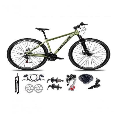 Bicicleta Aro 29 Absolute Nero 5 Câmbios Shimano 24v K7 Freios Hidráulicos Garfo Trava - Oliva