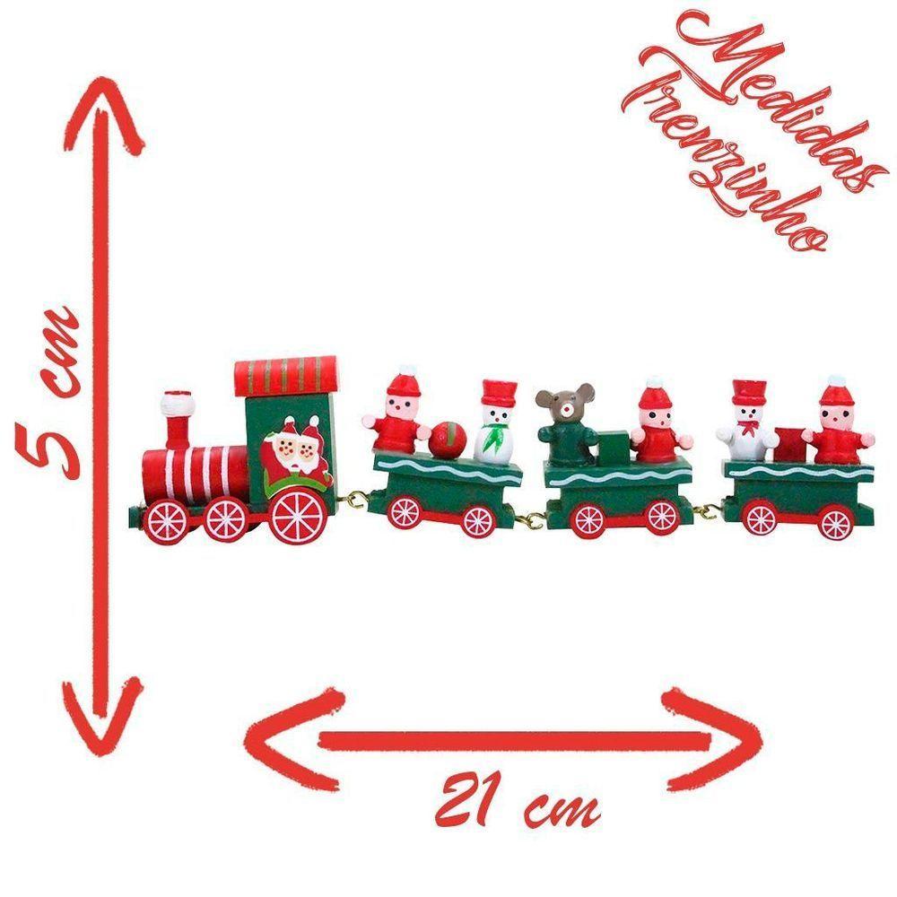 Boneco Papai Noel Trenzinho De Madeira Decor Verde Natal - 6
