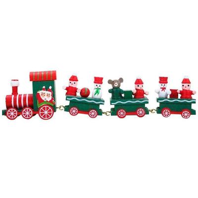 Boneco Papai Noel Trenzinho De Madeira Decor Verde Natal