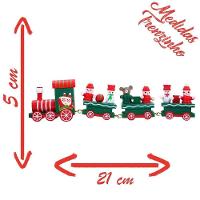 Boneco Papai Noel Trenzinho De Madeira Decor Verde Natal - 6