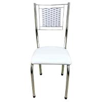 Kit 4 Cadeiras Jantar Belize Moderna Cromada Aço Junco Cozinha Sala Assento branco cromada desenho Do Tecido liso