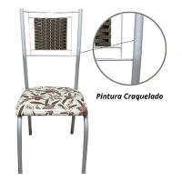 Kit 4 Cadeiras Belize Jantar Assento Estofado Tecido Corino Assento marrom-claro branco desenho Do Tecido floral - 7