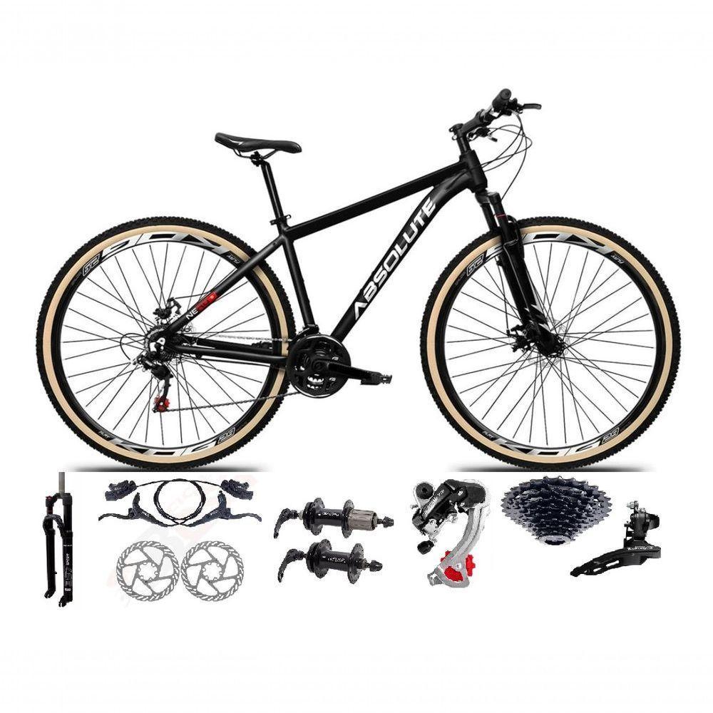 Bicicleta Aro 29 Absolute Nero 5 Câmbios Shimano 24v K7 Freios Hidráulicos Garfo Trava Com Pneu Faixa - Preto Tam.17 - 1