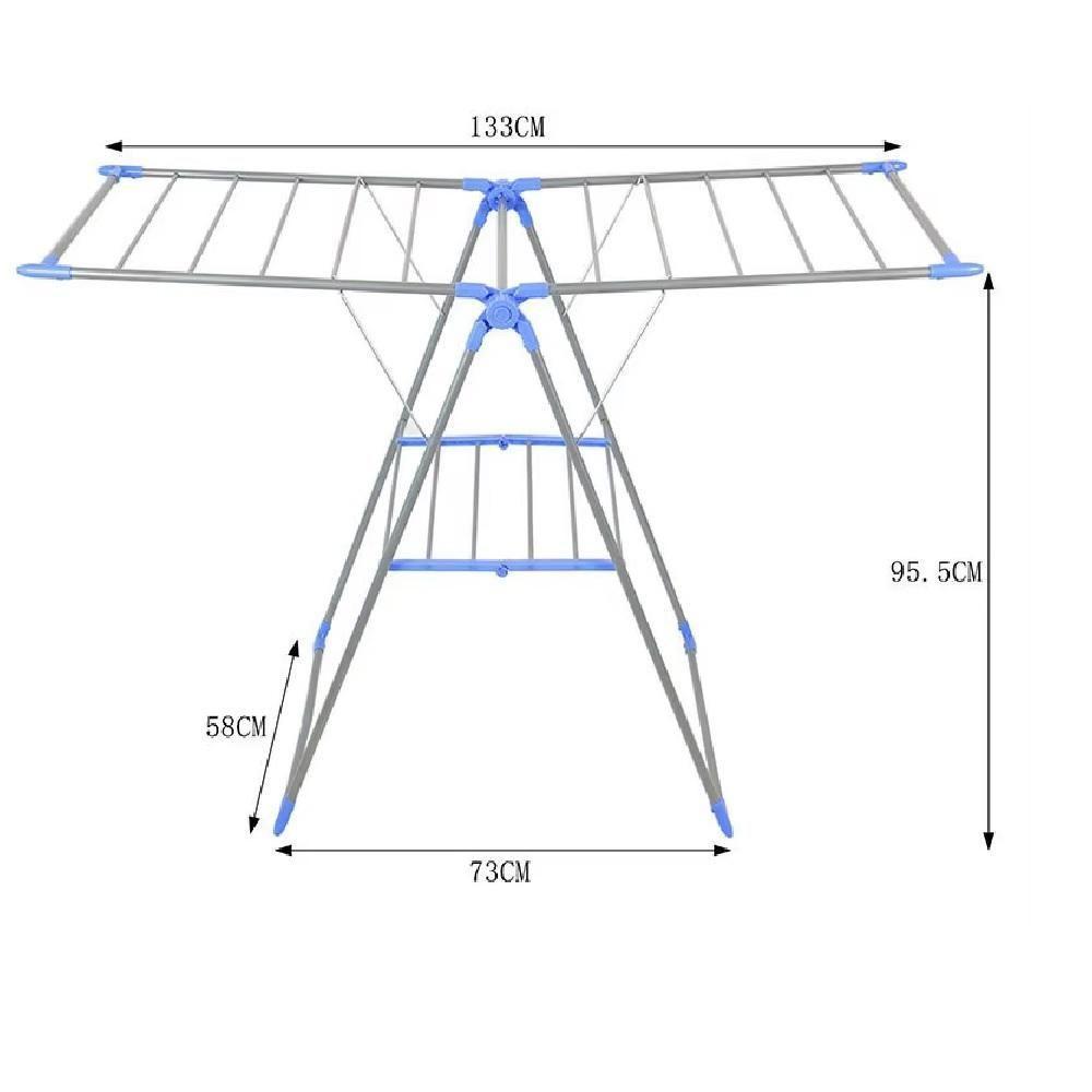 Varal De Chão 2 Andares Dobravel Compacto Portatil Multiuso Lavanderia Apartamento Articulado Seca Roupas Sapatos - 7