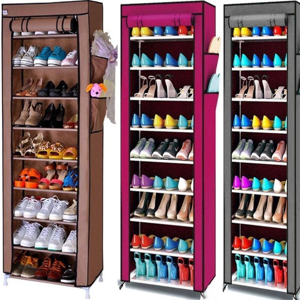 Sapateira Armario Organizador 9 Prateleiras Grande 160cm Estante Guarda Roupa Armario Portatil Com Ziper - 2