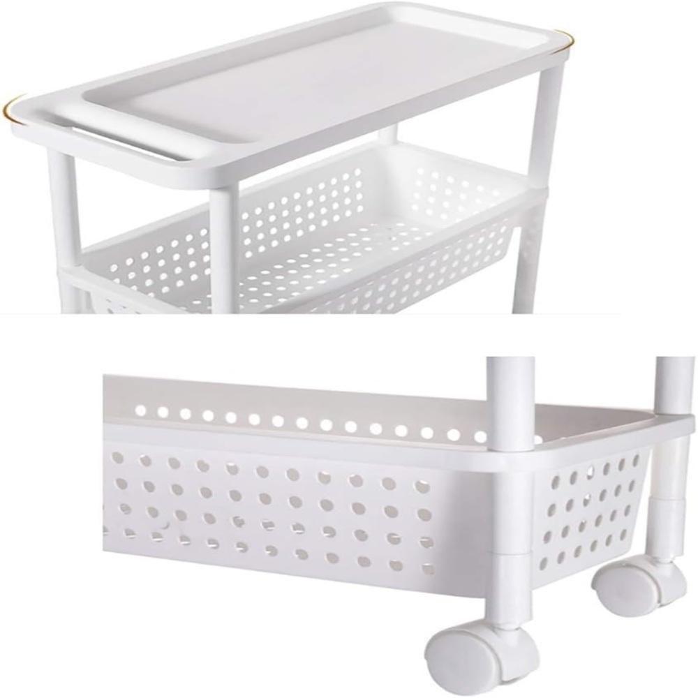 Carrinho Organizador 3 Prateleiras Rack Multiuso Varanda Banheiro Brinquedos Quarto Estante Branco - 7