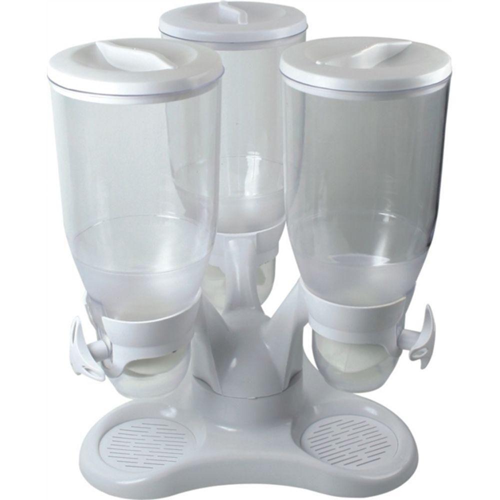 Dispenser De Cereais Triplo Giratorio Porta Mantimentos E Alimentos Graos Com 3 Potes De Mesa E Bancada Kangur - 2