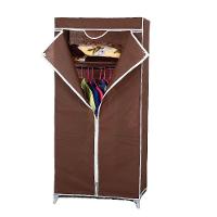 Guarda Roupa Portatil Aramario Ziper Organizador Cabideiro Arara Prateleira Sapateira Praia Marrom - 1