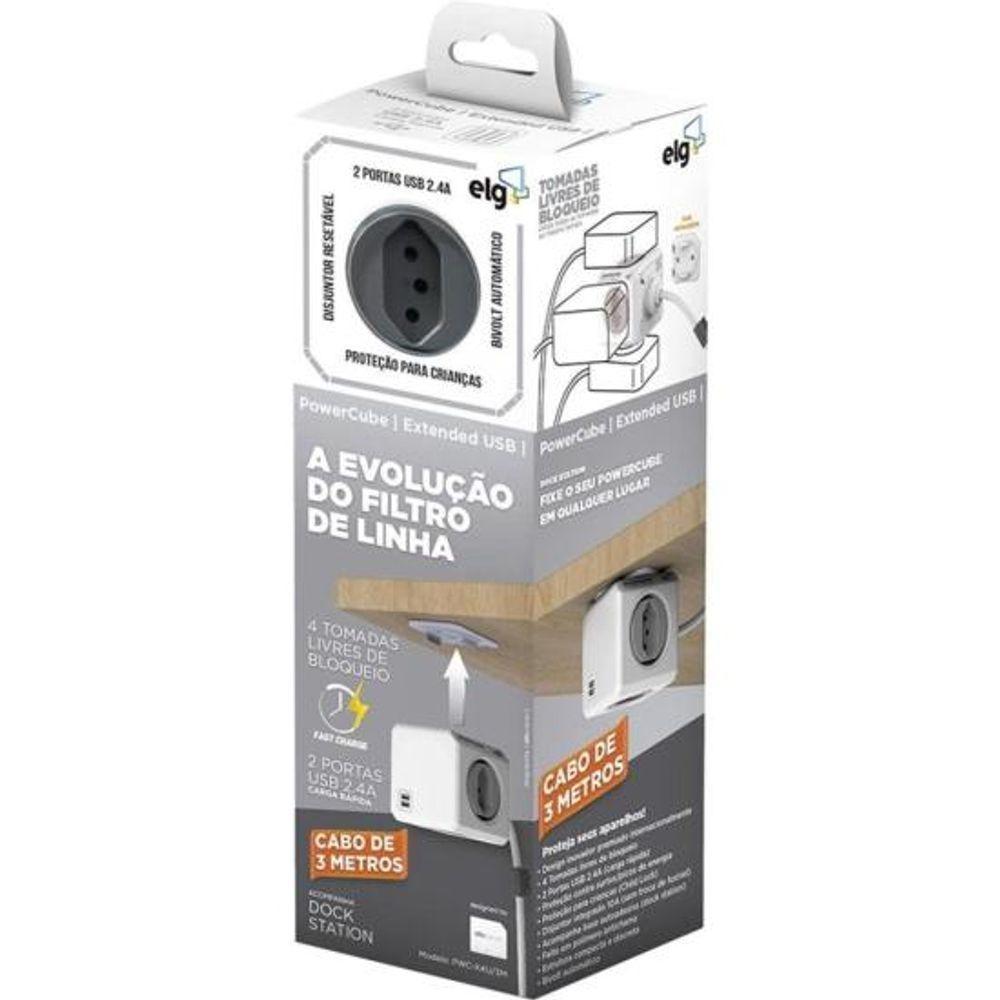 Adaptador Benjamim Múltiplo Powercube Pwc-x4u/3m Bivolt Elg - 4