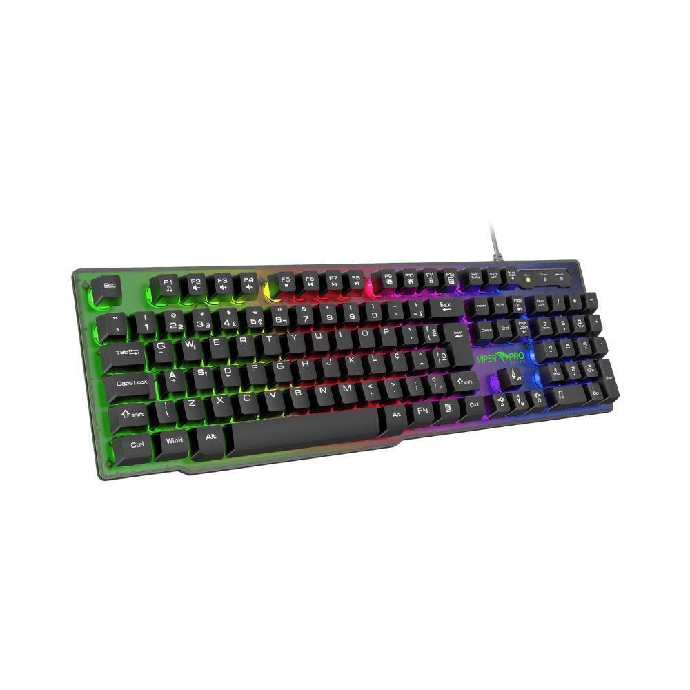 Teclado Gamer Led Semi Mecanico Usb Naja Preto Viper Pro - 1