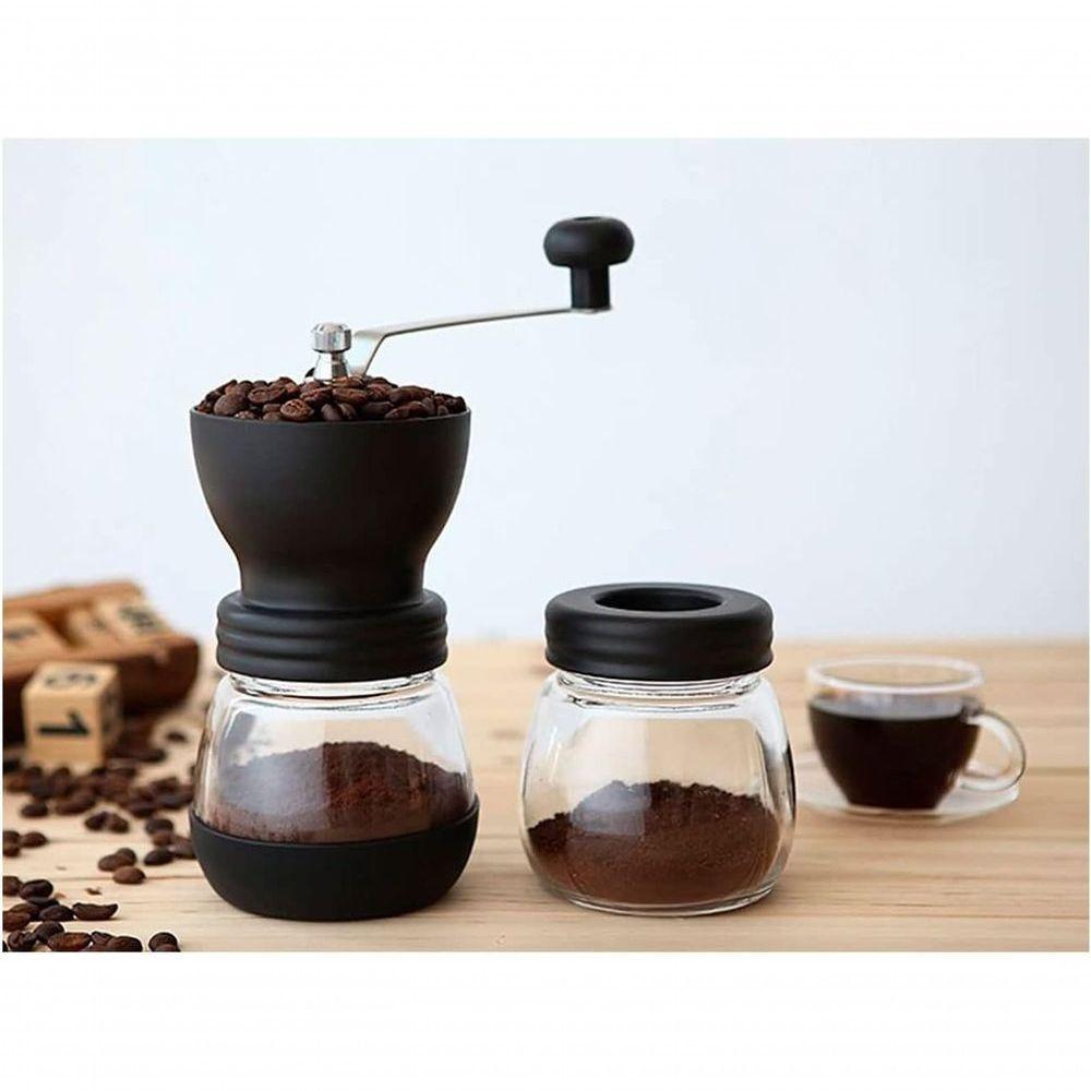 Moedor De Café Manual Vidro Plastico Inox Ceramica - Preto - 3