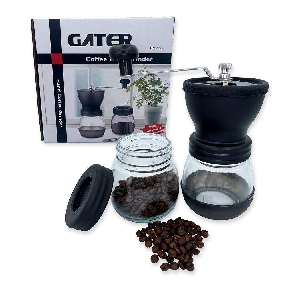Moedor De Café Manual Vidro Plastico Inox Ceramica - Preto - 4