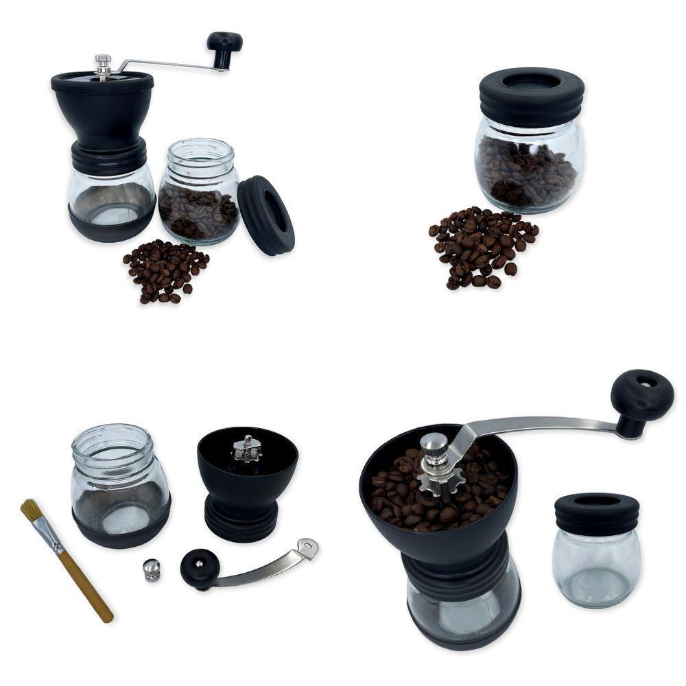 Moedor De Café Manual Vidro Plastico Inox Ceramica - Preto - 2