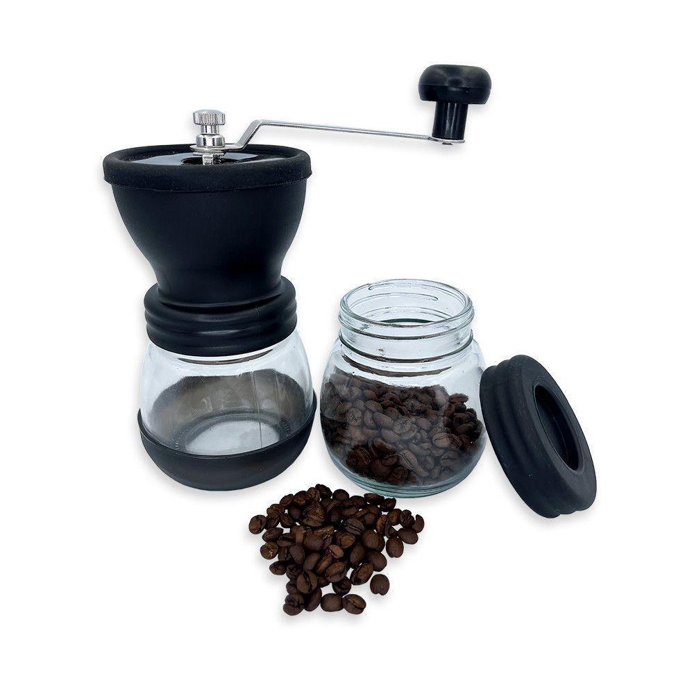 Moedor De Café Manual Vidro Plastico Inox Ceramica - Preto - 1
