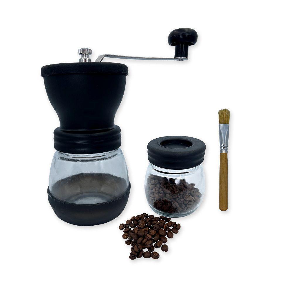 Moedor De Café Manual Vidro Plastico Inox Ceramica - Preto - 8