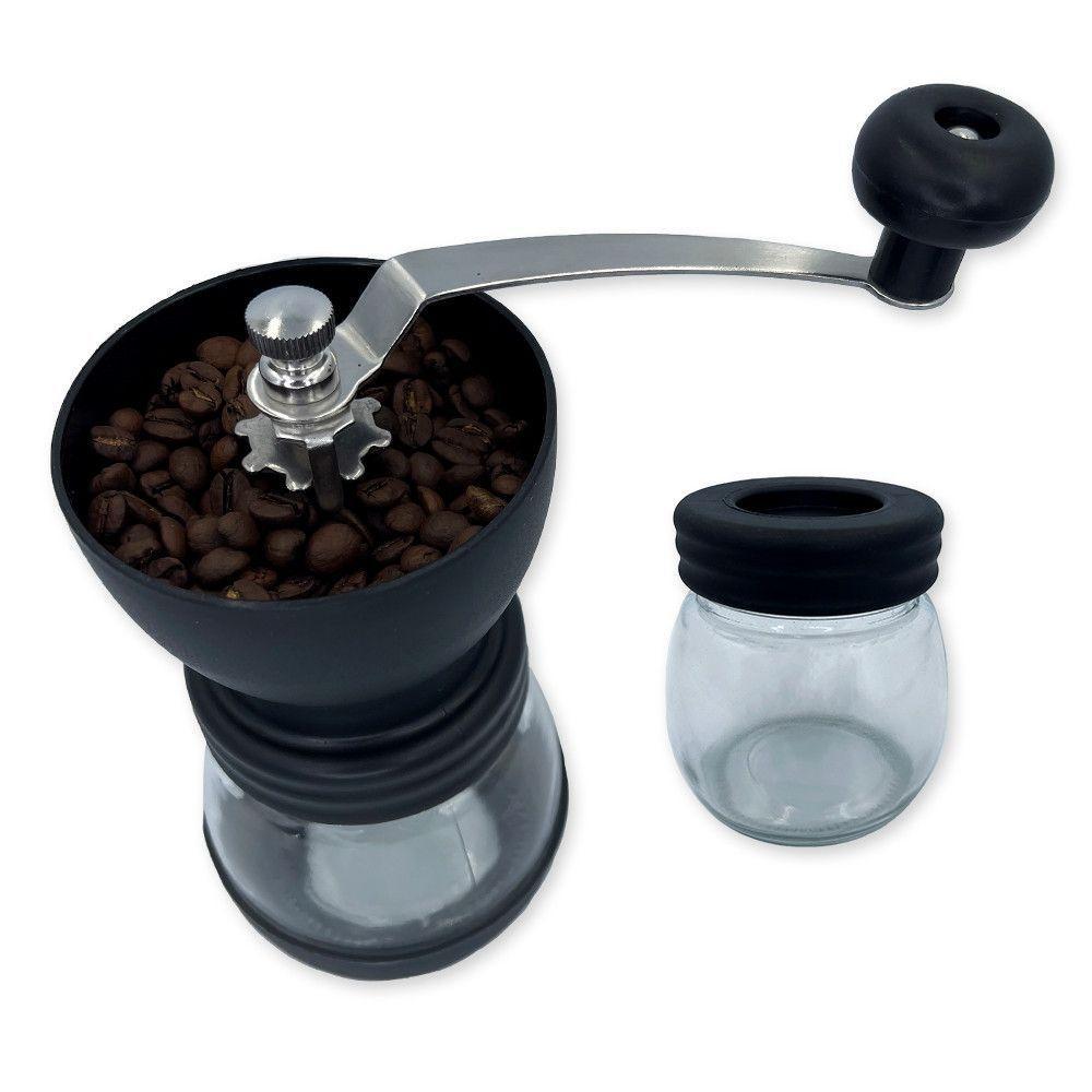 Moedor De Café Manual Vidro Plastico Inox Ceramica - Preto - 5