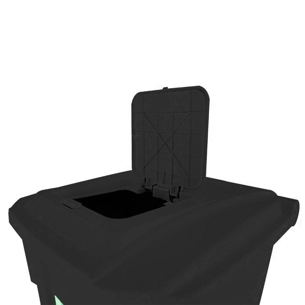 Lixeira Grande 2 Aberturas, Pedal E Rodas Preta De 60 Litros - 4