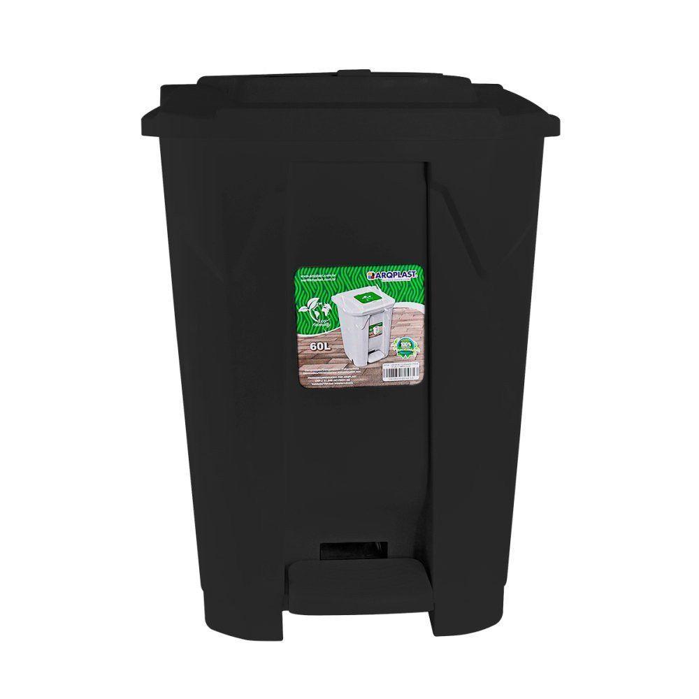 Lixeira Grande 2 Aberturas, Pedal E Rodas Preta De 60 Litros - 7
