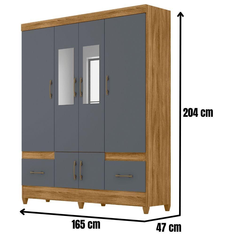 Guarda Roupa Casal Ms912 Com Espelho 6 Portas Freijó Cinza Moval - 2
