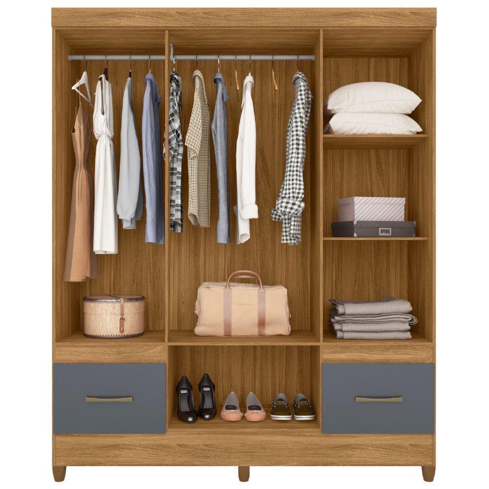 Guarda Roupa Casal Ms912 Com Espelho 6 Portas Freijó Cinza Moval - 4