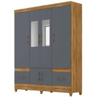 Guarda Roupa Casal Ms912 Com Espelho 6 Portas Freijó Cinza Moval - 1