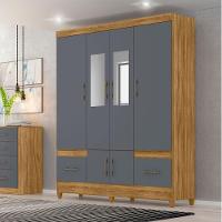 Guarda Roupa Casal Ms912 Com Espelho 6 Portas Freijó Cinza Moval - 5