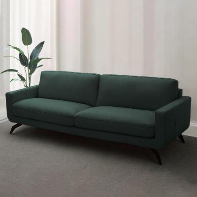 Sofá Decorativo Thalia 3 Lugares Sala De Estar 210cm Pés Em Aço Couro Verde Musgo G88 - Gran Belo