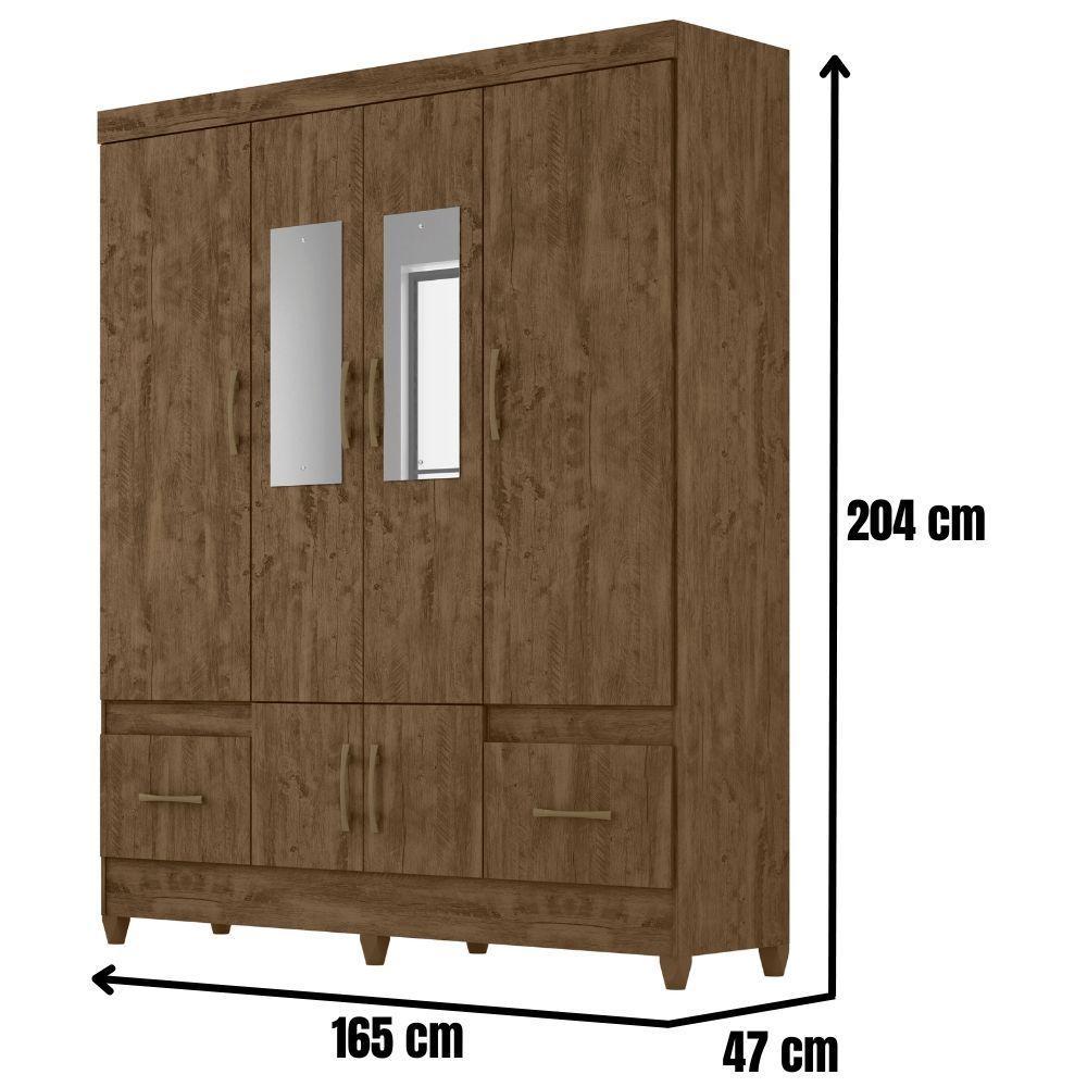 Guarda Roupa Casal Ms912 Com Espelho 6 Portas Castanho Wood Moval - 2