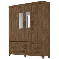 Guarda Roupa Casal Ms912 Com Espelho 6 Portas Castanho Wood Moval - 1