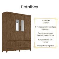 Guarda Roupa Casal Ms912 Com Espelho 6 Portas Castanho Wood Moval - 3