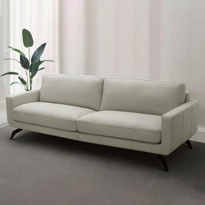 Sofá Decorativo Thalia 3 Lugares Sala De Estar 210cm Pés Em Aço Couro Bege G88 - Gran Belo