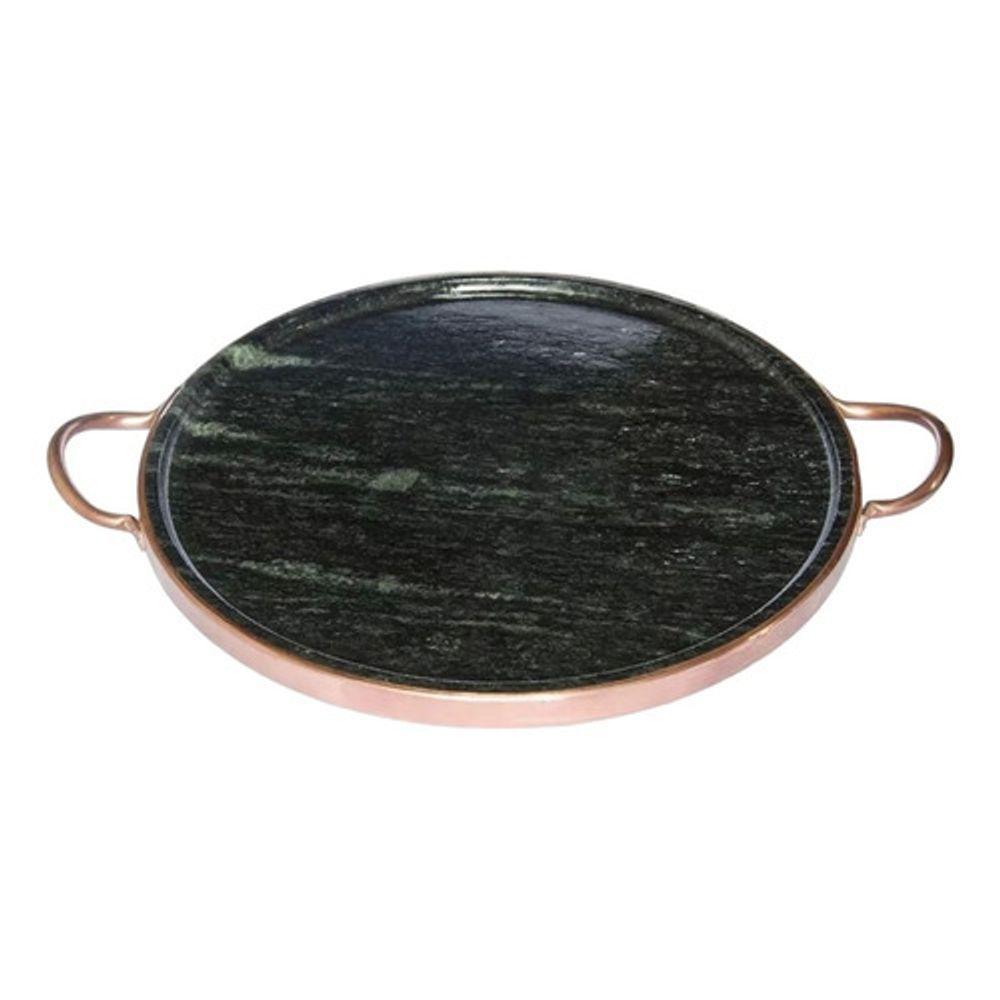 Forma De Pedra Sabão Para Pizza 22 Cm Alças De Cobre Curada - 1