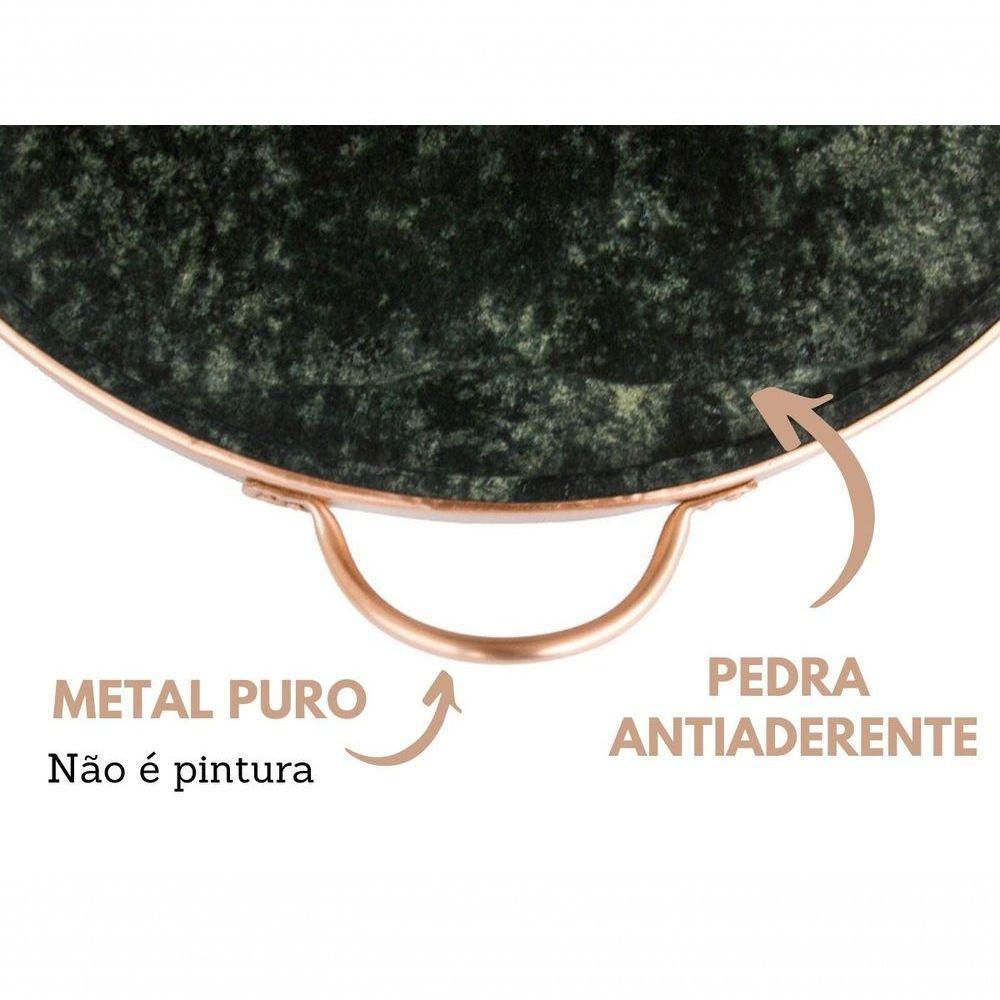 Forma De Pedra Sabão Para Pizza 22 Cm Alças De Cobre Curada - 5