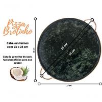 Forma De Pedra Sabão Para Pizza 22 Cm Alças De Cobre Curada