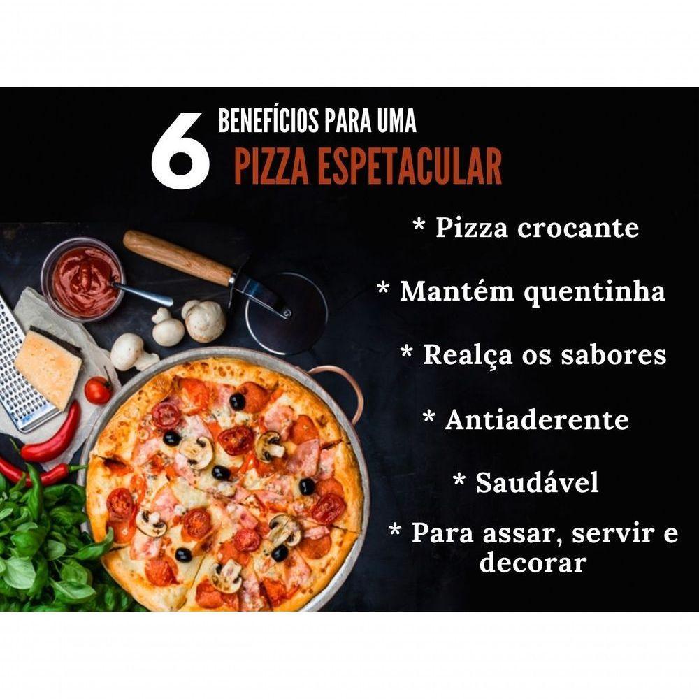 Forma De Pedra Sabão Para Pizza 27 Cm Alças De Cobre Curada - 4