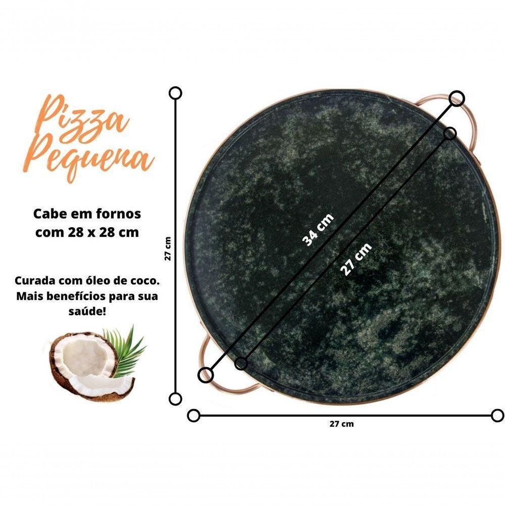 Forma De Pedra Sabão Para Pizza 27 Cm Alças De Cobre Curada - 5
