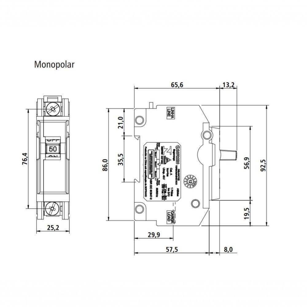 Disjuntor Nema Monofásico Soprano 60a - 2