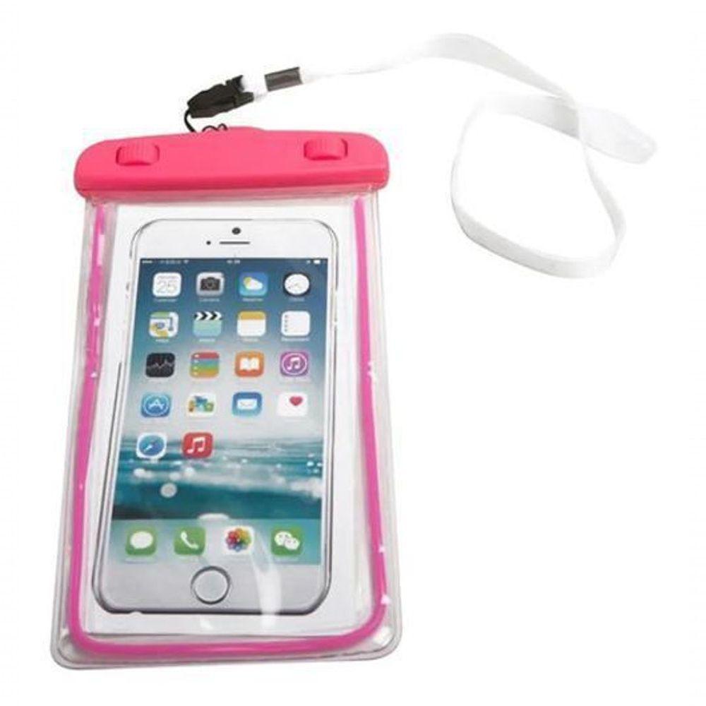 Capa Bolsa Celular A Prova Dágua Proteção Chuva Rosa - 2